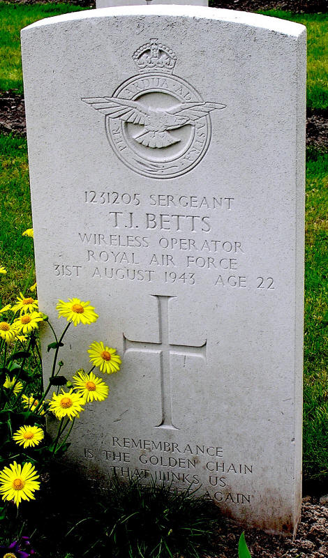 Sgt Thomas Ivan Betts<br/><br /><br />died August 31st, 1943